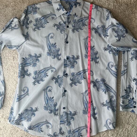 Tasso Elba Blue Paisley Dress Shirt Medium 15 - 15 1/2” - Picture 7 of 7